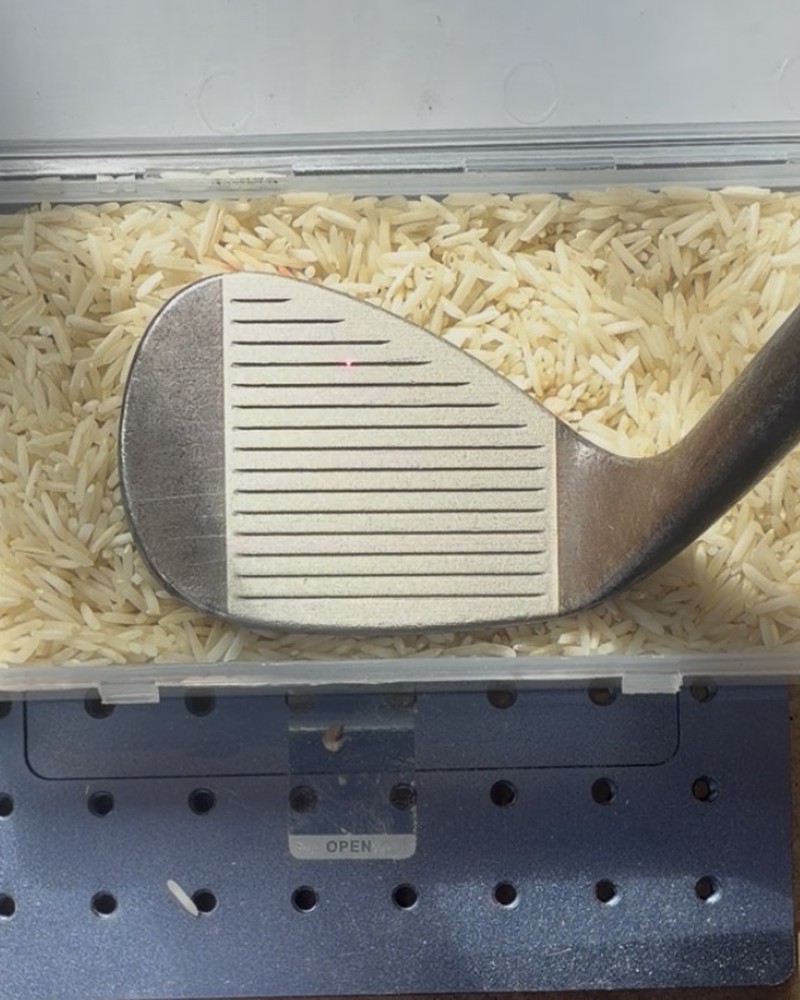 Evenly refinished iron face with restored grooves